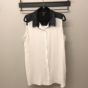 Kenneth Cole-Tank Top W/Leather Collar-Size:XL